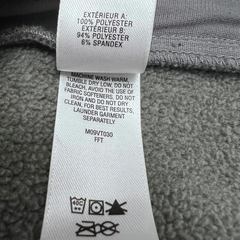 Cabelas Mens Fleece Vest Gray Navy Blue Full Zip Outdoor Pockets Size M Gorpcore